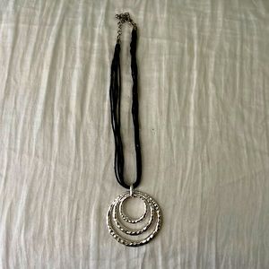 Beautiful silver and black corded necklace